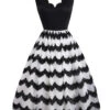 Black 1950s Striped Swing Dress -Retro Pulse Shop SCV001365 PAT1 1