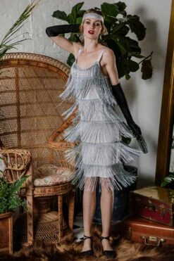 [Clearance] Belted Gray 1920s Fringe Gatsby Dress -Retro Pulse Shop SCV001595 GR 1 ef1c9236 ad17 47e0 a458 71277e531bed