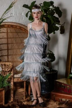 [Clearance] Belted Gray 1920s Fringe Gatsby Dress -Retro Pulse Shop SCV001595 GR 3 ddb8f69e 43bd 47bb 8c46 b0857add9cda