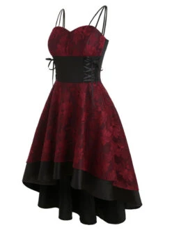 1980s Floral Lace Patchwork Strap Dress -Retro Pulse Shop SCV002580 WR 4