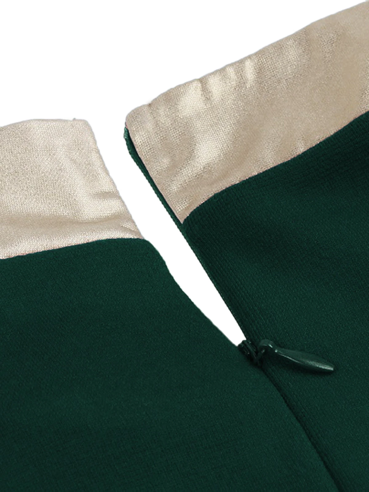 1950s Stand Collar Bow Swing Dress 7 1950s Stand Collar Bow Swing Dress - Image 5