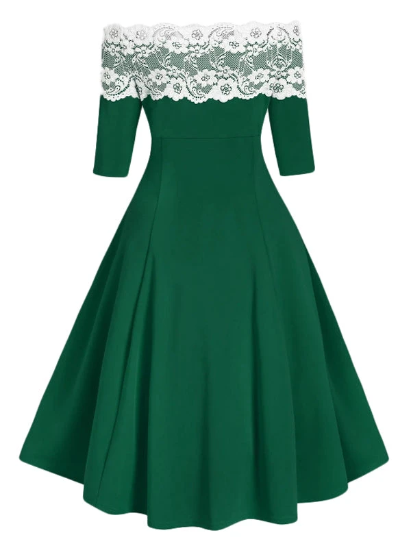 1950s Off Shoulder Button Embellished Dress 4 1950s Off Shoulder Button Embellished Dress - Image 2