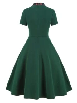 1950s Plaid Patchwork Bow Swing Dress -Retro Pulse Shop SCV003513 PAT2 3