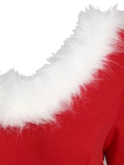 Red 1950s Lace Patchwork Furry Dress -Retro Pulse Shop SCV003517 PAT1 4