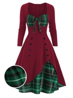 1950s Sweetheart Plaid Patchwork Dress -Retro Pulse Shop SCV003518 PAT3 2 63d076bb e152 49e3 92f1 33373bf8c249