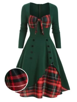 1950s Sweetheart Plaid Patchwork Dress -Retro Pulse Shop SCV003518 PAT4 2 d3a0e145 442d 428c af55 2b9f7cacdaff
