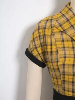 Mustard 1950s Plaid Belt Swing Dress -Retro Pulse Shop SCV004291 5