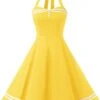 Yellow 1950s Halter Swing Dress -Retro Pulse Shop SCV004954 Y 1