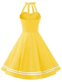 Yellow 1950s Halter Swing Dress -Retro Pulse Shop SCV004954 Y 3