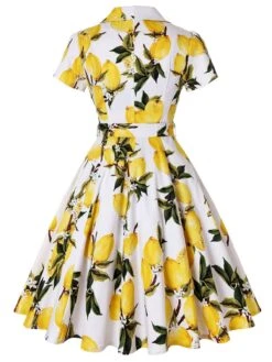 Yellow 1950s Lemon Bow Swing Dress -Retro Pulse Shop SCV005115 PAT1 3