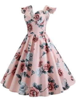 1950s Floral Flare Sleeve Swing Dress -Retro Pulse Shop SCV005177 PAT2 2 38a6b42d 84a2 4ca3 82d5 93d9e93730a1