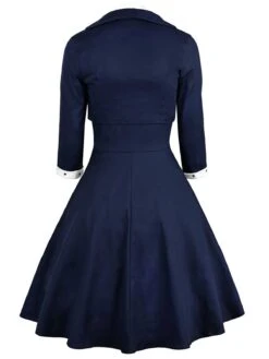 2PCS Navy 1950s Polka Dot Swing Dress -Retro Pulse Shop SCV005584 NB 4