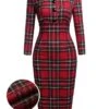 Red 1960s Plaids Bodycon Dress -Retro Pulse Shop SCV007064