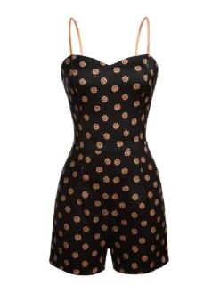Black 1950s Pumpkins Romper & Skirt -Retro Pulse Shop SCV007851 1