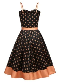Black 1950s Pumpkins Romper & Skirt -Retro Pulse Shop SCV007851 4