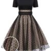 Black 1950s Polka Dot Swing Vintage Dress -Retro Pulse Shop SCV008242 01 compressed
