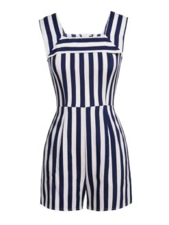 Navy 1950s Stripes Sailor Romper & Skirt -Retro Pulse Shop SCV008526 1