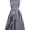 Navy 1950s Stripes Sailor Romper & Skirt 2 Navy 1950s Stripes Sailor Romper & Skirt -Retro Pulse Shop SCV008526 2