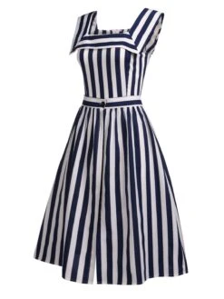 Navy 1950s Stripes Sailor Romper & Skirt -Retro Pulse Shop SCV008526 3