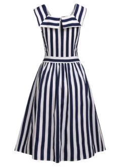 Navy 1950s Stripes Sailor Romper & Skirt -Retro Pulse Shop SCV008526 4