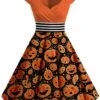 [Plus Size] Orange 1950s Costume Dress -Retro Pulse Shop SCV008722