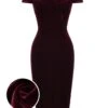 Wine Red 1960s Velvet Bodycon Vintage Dress -Retro Pulse Shop SCV009605 01