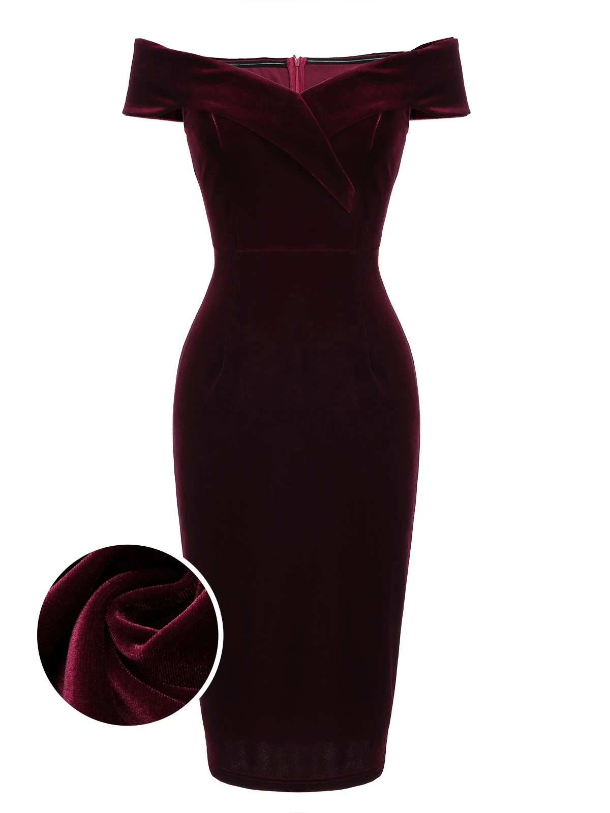 Wine Red 1960s Velvet Bodycon Vintage Dress 3 Wine Red 1960s Velvet Bodycon Vintage Dress
