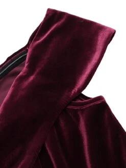 Wine Red 1960s Velvet Bodycon Vintage Dress 26 Wine Red 1960s Velvet Bodycon Vintage Dress -Retro Pulse Shop SCV009605 5