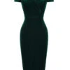 1960s Off Shoulder Velvet Bodycon Vintage Dress -Retro Pulse Shop SCV009605 G