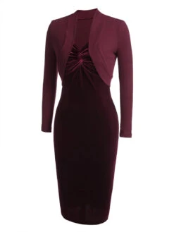 2PCS Green 1960s Velvet Bodycon Dress -Retro Pulse Shop SCV009606 4 25dc399a f6de 4de9 9c62 49db6737ef95