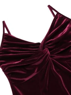 2PCS Wine Red 1960s Velvet Bodycon Dress 21 2PCS Wine Red 1960s Velvet Bodycon Dress -Retro Pulse Shop SCV009606 7