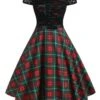 Plaids 1950s Lace Patchwork Swing Dress