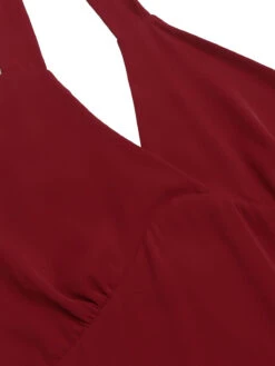 Red 1960s Solid Halter Bodycon Dress -Retro Pulse Shop SCV012000 5