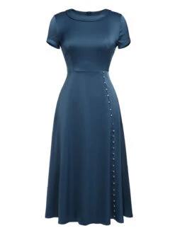 1940s Pearl Buttons Solid Darlene Dress -Retro Pulse Shop SCV012150 1 71bb9005 ae2f 4221 8fc6 2d5f4172149a