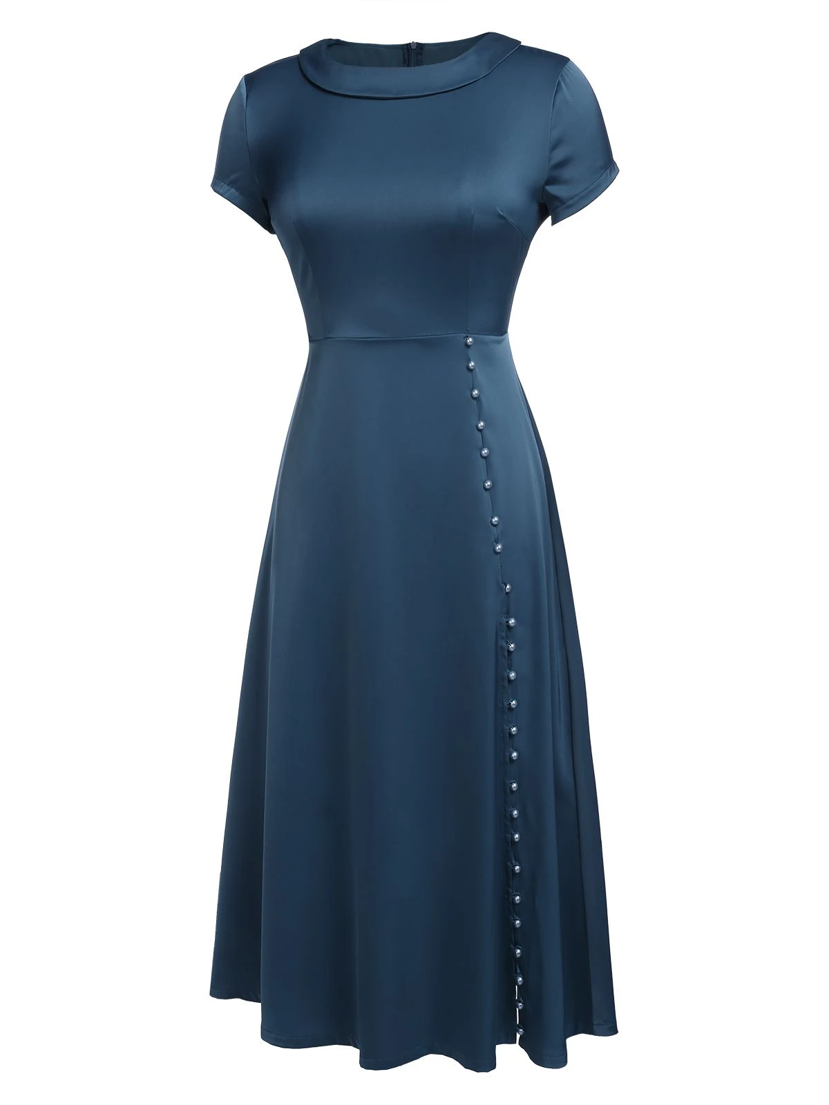 Blue 1940s Pearl Buttons Darlene Dress 8 Blue 1940s Pearl Buttons Darlene Dress - Image 6
