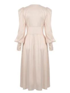 1940s Solid Silk Buttoned Tea Dress -Retro Pulse Shop SCV012767 3