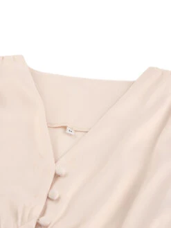 1940s Solid Silk Buttoned Tea Dress -Retro Pulse Shop SCV012767 4