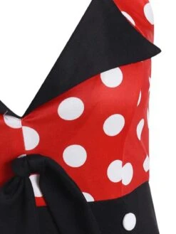 Black Red 1950s Halter Dot Swing Dress -Retro Pulse Shop SCV015507 3