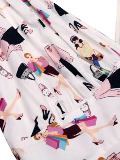 White 1950s Pleated Pockets Swing Dress -Retro Pulse Shop SCV015901 5