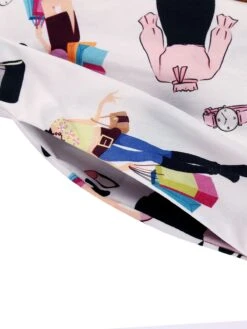 White 1950s Pleated Pockets Swing Dress -Retro Pulse Shop SCV015901 7