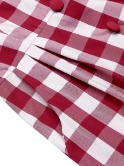 Red 1960s Checked Pockets Pencil Dress 19 Red 1960s Checked Pockets Pencil Dress -Retro Pulse Shop SCV016327 7