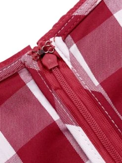 Red 1960s Checked Pockets Pencil Dress 20 Red 1960s Checked Pockets Pencil Dress -Retro Pulse Shop SCV016327 8