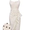 Ivory 1960s Polka Dot Halter Pencil Dress 2 Ivory 1960s Polka Dot Halter Pencil Dress -Retro Pulse Shop SCV016661 1 1 1