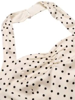 Ivory 1960s Polka Dot Halter Pencil Dress -Retro Pulse Shop SCV016661 4