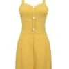 Yellow 1950s Spaghetti Strap Button Romper