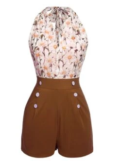 1950s Floral Halter Lace-up Vintage Romper -Retro Pulse Shop SCV016935 CO 5d3eaf8b 3d8e 4f36 bc97 dc63e02449b4