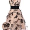 Nude 1950s Lace Butterfly Swing Vintage Dress -Retro Pulse Shop SCV017386 01
