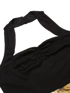 Black 1960s Halter Sunflower Pencil Dress -Retro Pulse Shop SCV017753 4