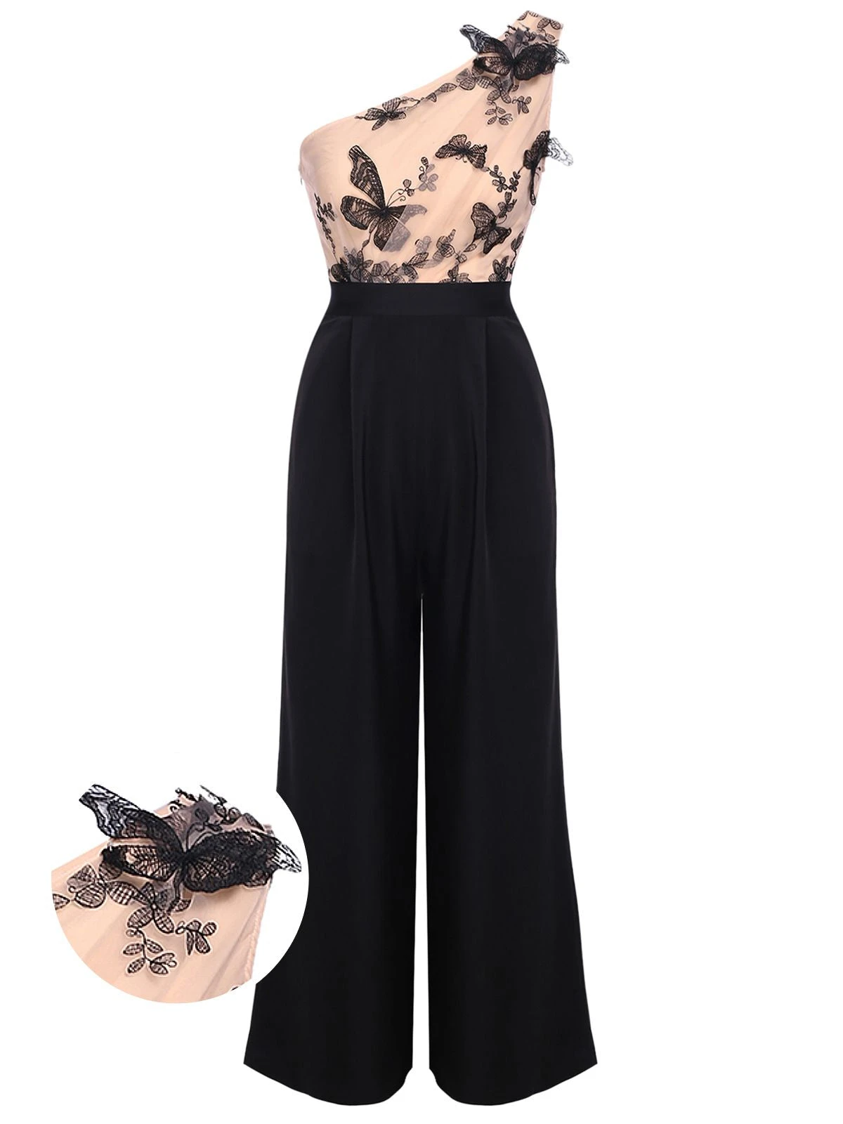 1930s One-shoulder Lace Butterfly Jumpsuit 3 1930s One-shoulder Lace Butterfly Jumpsuit