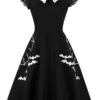[Plus Size] Black 1950s Bat Swing Dress -Retro Pulse Shop SCV018858 B